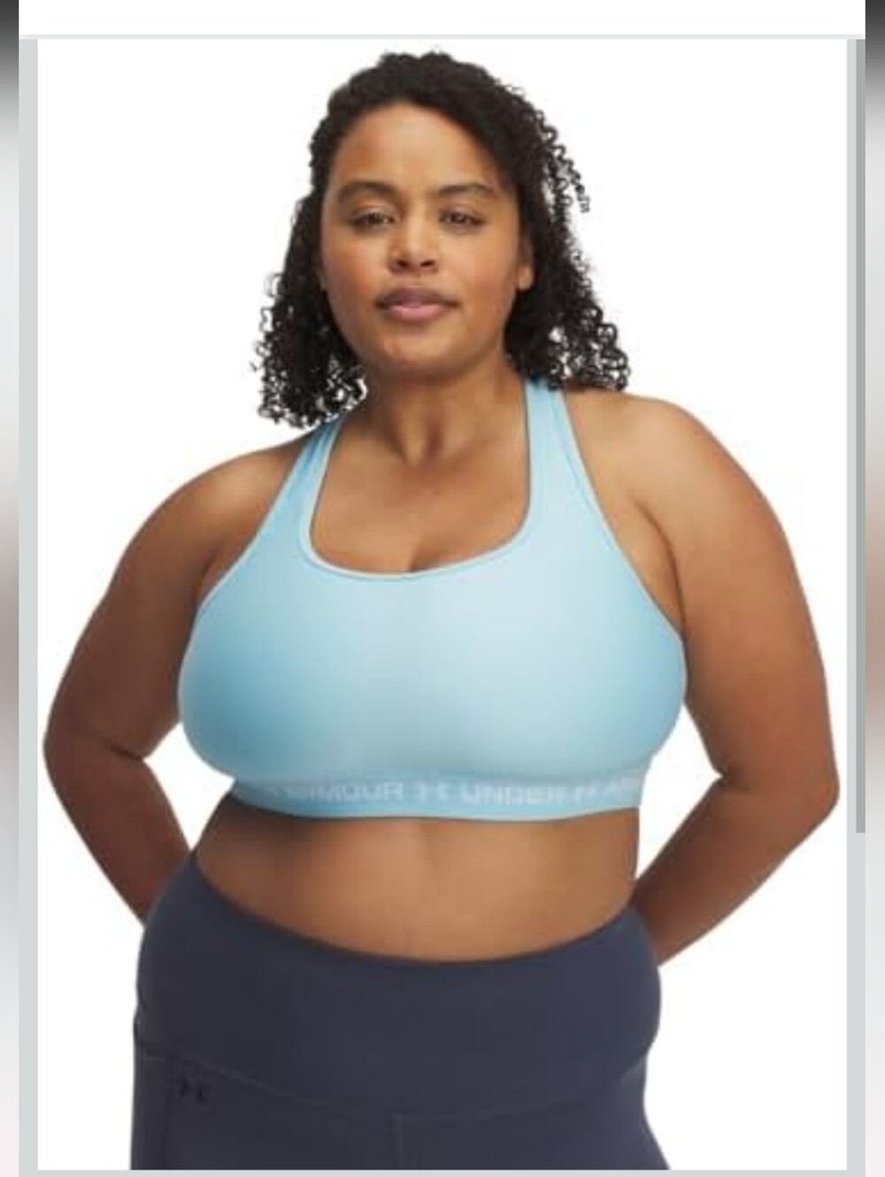 Under Armour Women's Blue Stream White compression Mid Crossback BRA size 3X new